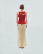 Load image into Gallery viewer, ASYMMETRICAL CUT OUT TOP in tomato
