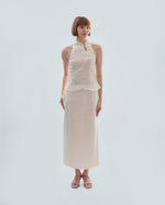 Load image into Gallery viewer, ASYMMETRICAL CHEONGSAM TOP in white
