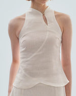 Load image into Gallery viewer, ASYMMETRICAL CHEONGSAM TOP in white
