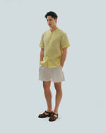 Load image into Gallery viewer, COLLARLESS BUTTON SHIRT in lemon
