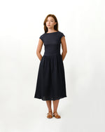 Load image into Gallery viewer, CAP SLEEVE GATHERED DRESS in deep blue
