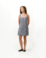 Load image into Gallery viewer, BUTTON FRONT MINI DRESS in basalt

