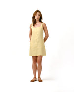 Load image into Gallery viewer, BUTTON FRONT MINI DRESS in lemon
