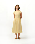 Load image into Gallery viewer, CAP SLEEVE GATHERED DRESS in lemon
