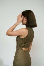 Load image into Gallery viewer, OPEN BACK MERMAID DRESS in royal brown
