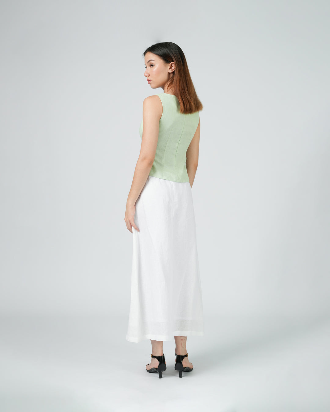 BOAT NECK TOP in green tea