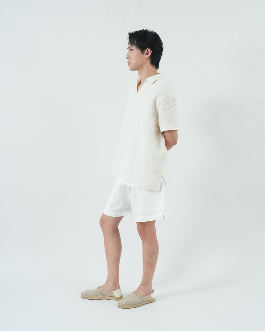 BUTTONLESS POLO in waffled cream