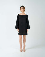 Load image into Gallery viewer, BELL SLEEVE SHIFT DRESS in black
