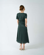 Load image into Gallery viewer, RUCHED WAIST TEA DRESS in emerald
