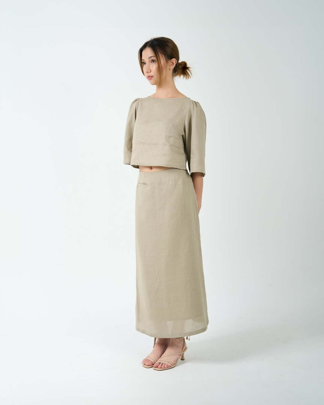 POCKET A-LINE SKIRT in taupe