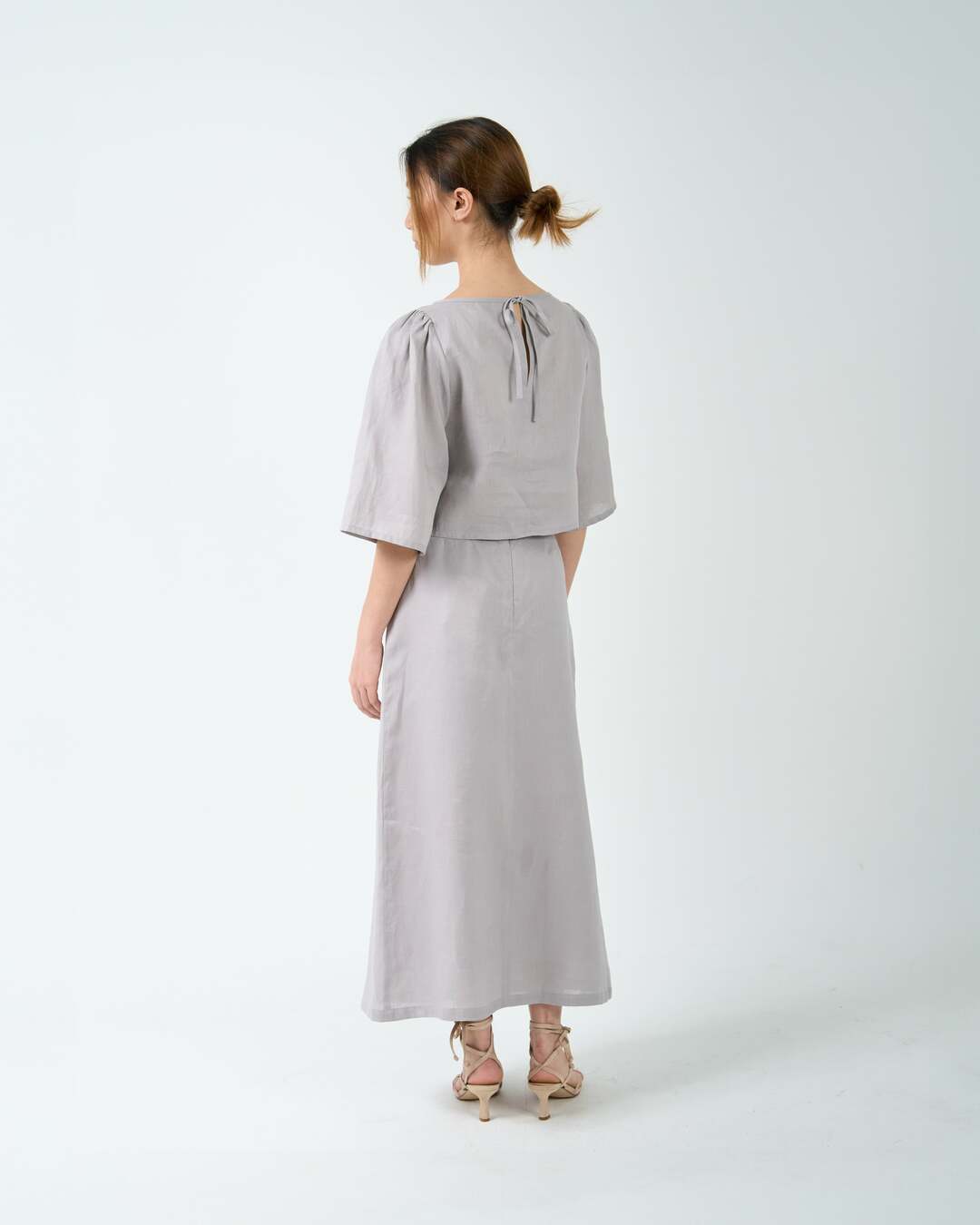 PUFF SLEEVE BOXY TOP in light grey