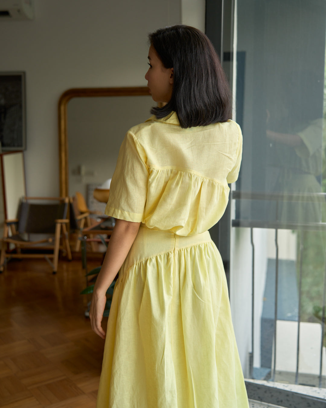 TWO-WAY BOXY COLLAR TOP in yellow