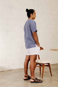BUTTON DOWN POCKET SHIRT in blue check