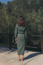 Load image into Gallery viewer, RUCHED SKIRT in forest green
