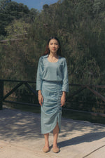 Load image into Gallery viewer, RUCHED SKIRT in sky blue
