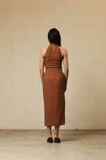 Load image into Gallery viewer, SIDE TIE LONG SKIRT in caramel

