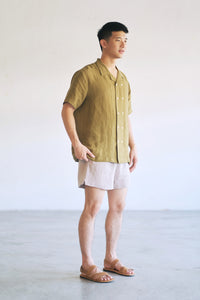 DOUBLE BUTTON SHIRT in textured olive