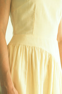 ASYMMETRICAL GATHERED DRESS in butter