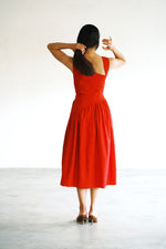 Load image into Gallery viewer, ASYMMETRICAL GATHERED DRESS in red

