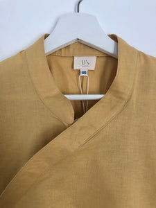 ORIENTAL MINI WRAP DRESS in yellow