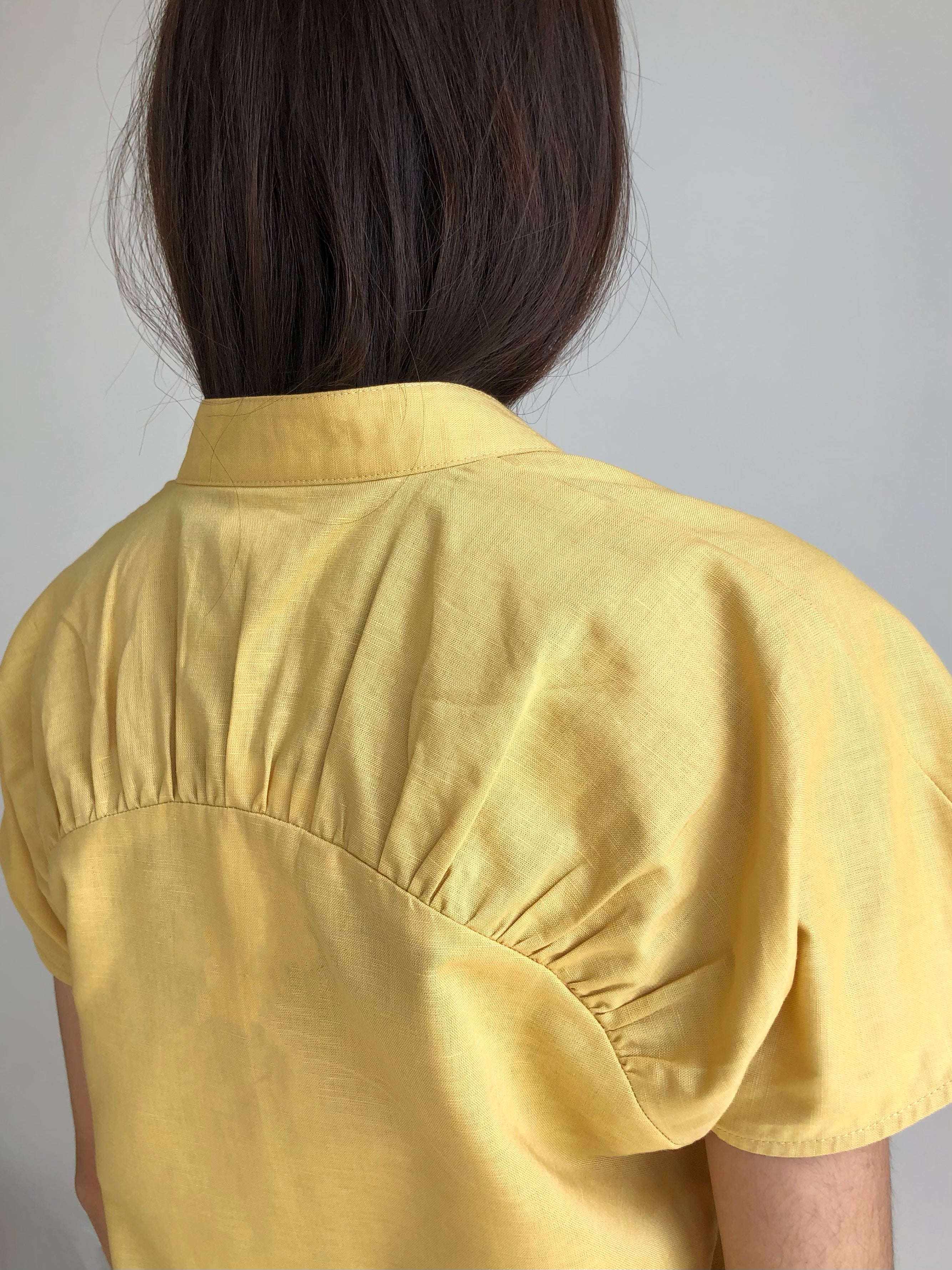 ORIENTAL MINI WRAP DRESS in yellow