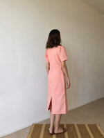 Load image into Gallery viewer, PUFF SLEEVE PENCIL DRESS in pale peach
