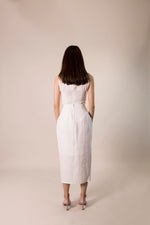 Load image into Gallery viewer, MIDI SLIT SKIRT in textured white
