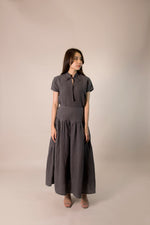 Load image into Gallery viewer, SCALLOP FRILL SKIRT in textured grey
