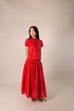Load image into Gallery viewer, ORIENTAL CAP SLEEVE TOP in red

