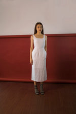 Load image into Gallery viewer, RIBBON BACK DRESS in textured white
