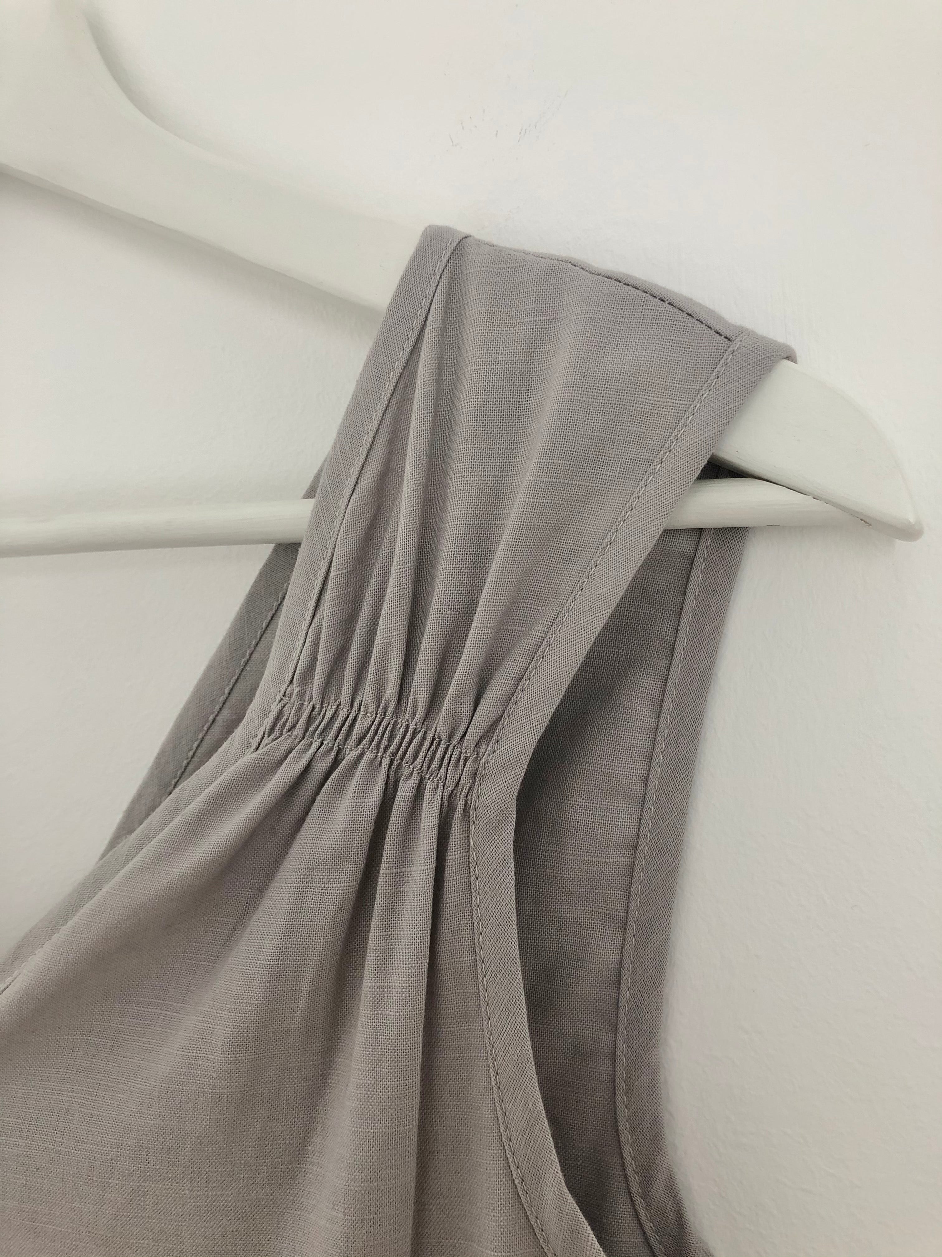 ASYMMETRICAL SHOULDER TEA DRESS in light grey