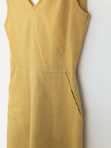 ASYMMETRICAL SHOULDER TEA DRESS in yellow