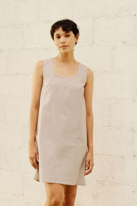 U NECK SHIFT DRESS in light grey