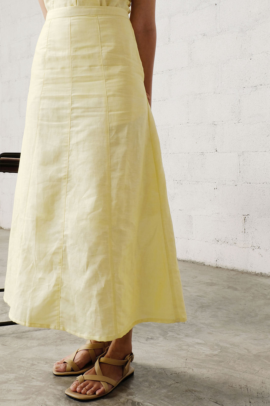 PANEL A-LINE SKIRT in yellow