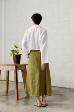 Load image into Gallery viewer, PANEL A-LINE SKIRT in textured olive

