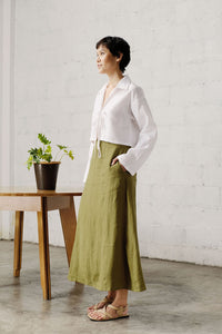 PANEL A-LINE SKIRT in textured olive