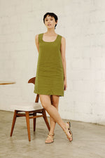 Load image into Gallery viewer, U NECK SHIFT DRESS in textured olive
