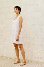 Load image into Gallery viewer, U NECK SHIFT DRESS in textured white
