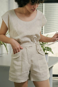 FLARE SHORTS in linen